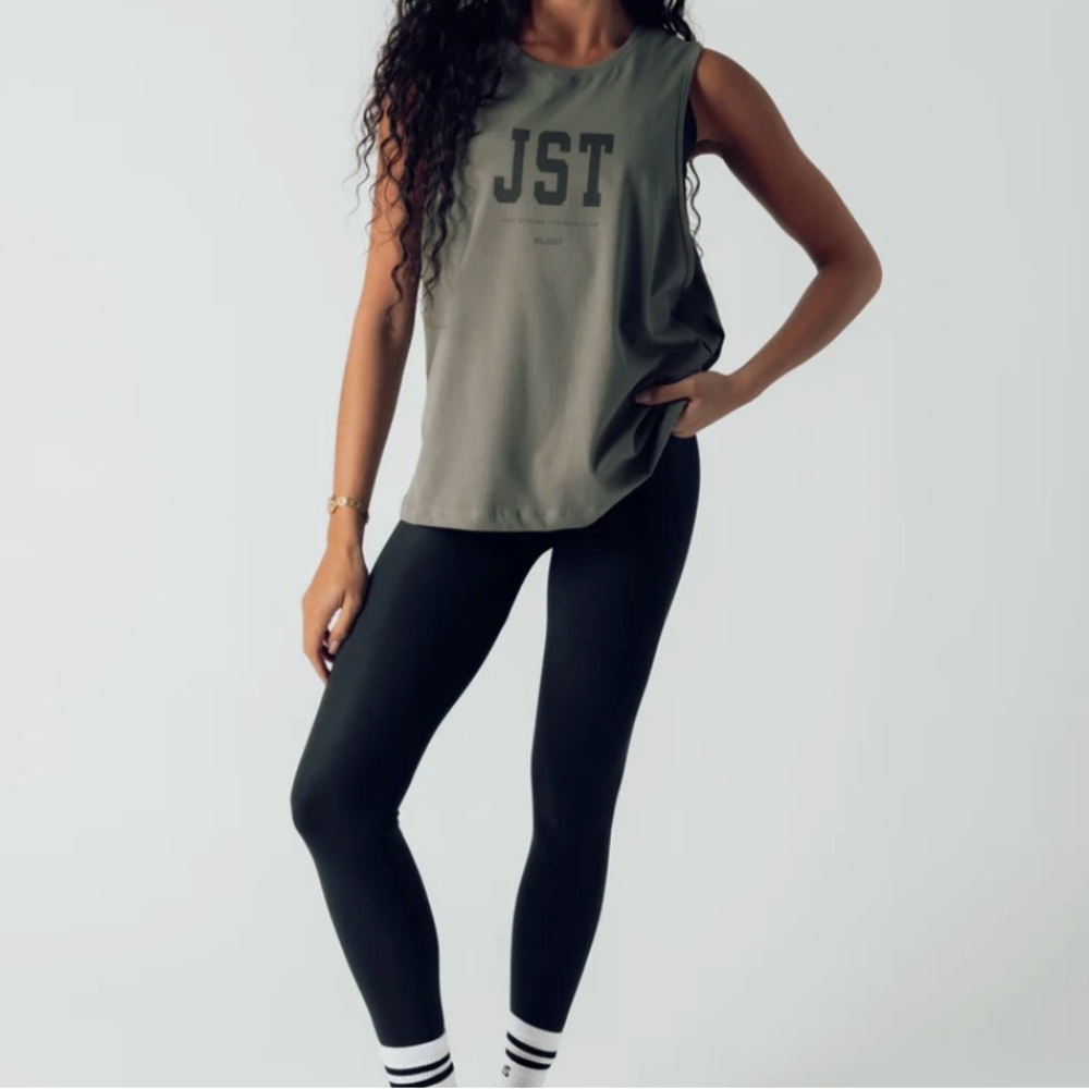 Just Strong TRAINING CLUB DROP ARM TANK - WASHED OLIVE-New-Size XL - Picture 5 of 7